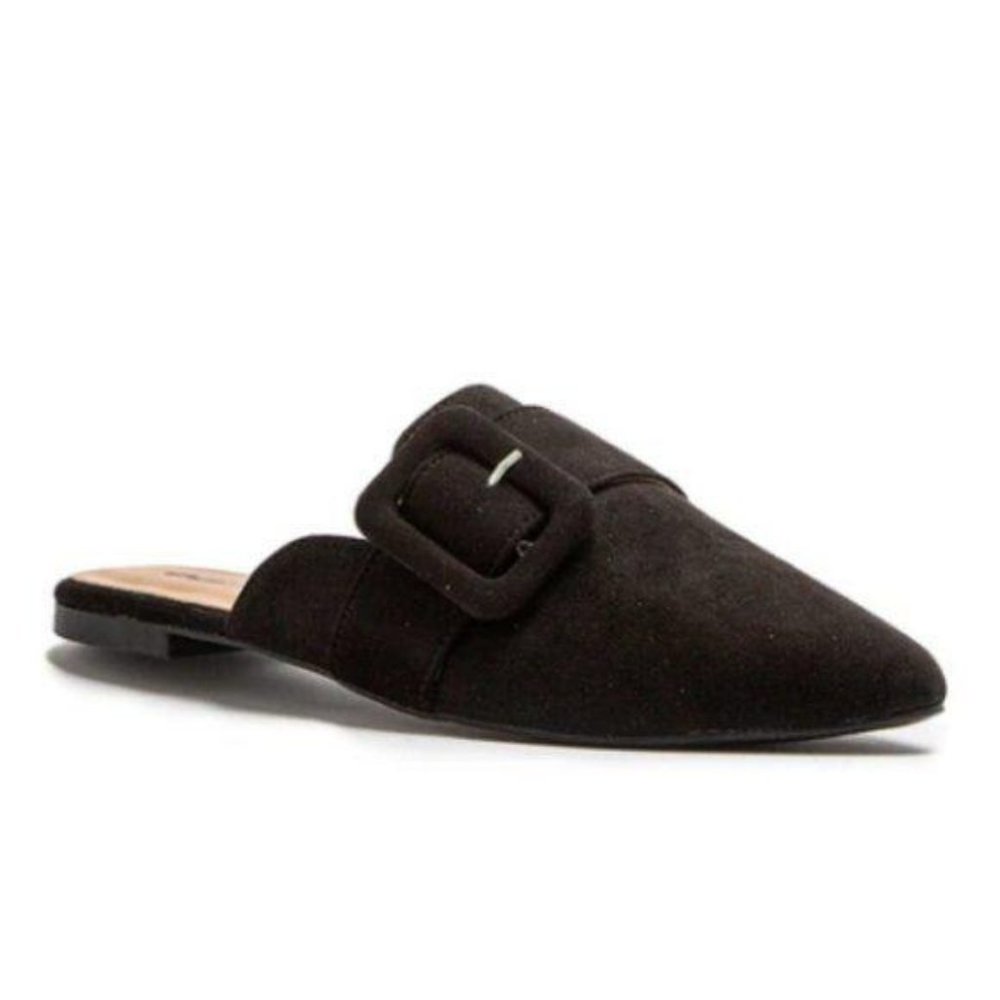 Faux Suede Buckle Mule in Merlot - Picture 6 of 7